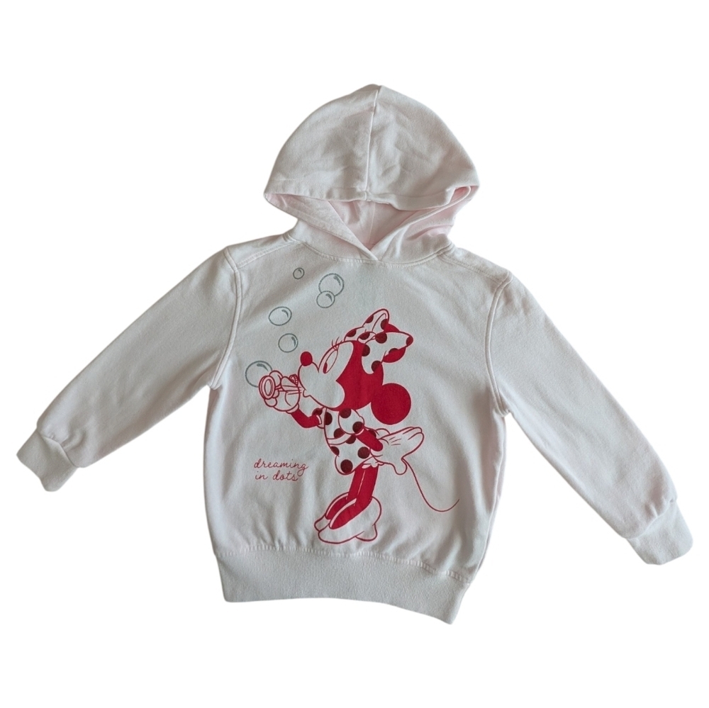 Disney Girls Light Pink Minnie Mouse Hoodie Sweatshirt Size XS (4/5)